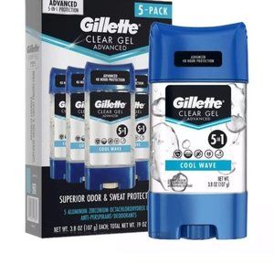 5PK GILLETTE Clear Gel COOL WAVE 5-1 Deodorant NEW